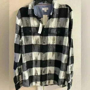 Sun & stone fleece double breasted button up shirt. Medium. NWT